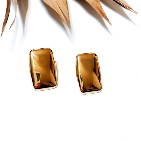 Gold geo stud earrings #1003 - Picture 4 of 7